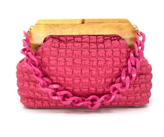 Fucshia Clutch With Chain