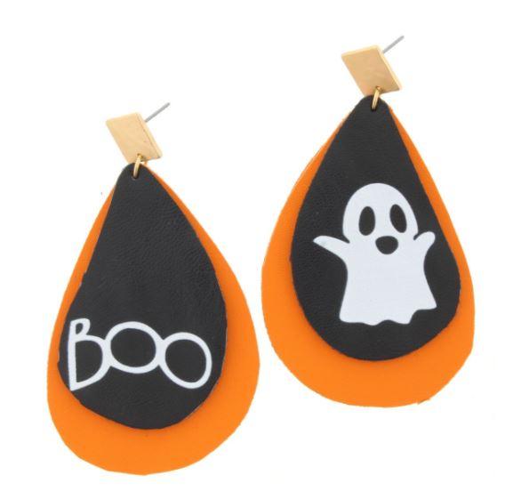 Ghost Teardrop Earrings Orange