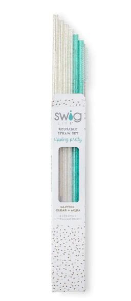 Glitter Aqua Straw Set