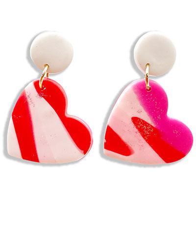 Glitter Clay Heart Earrings