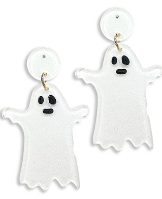 Glitter Ghost Earrings White