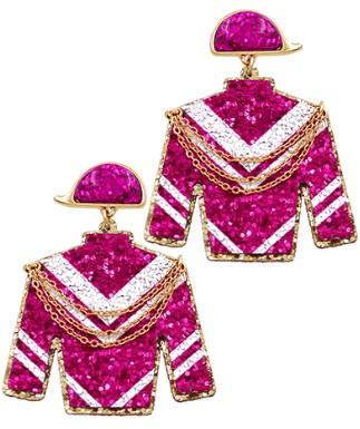 Glitter Jockey Earrings Fuchsia