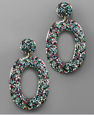 Glitter Oval Earring Multi