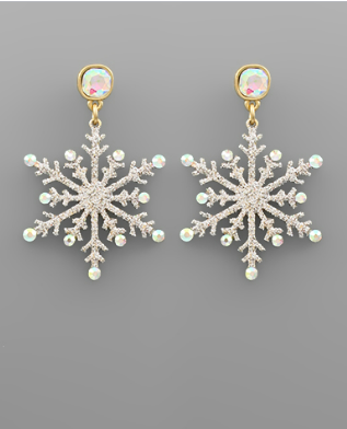 Glitter Snowflake Earring Silver