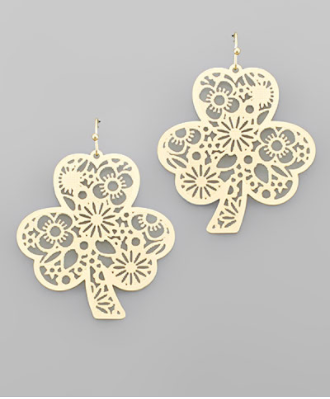 Gold Clover Filigree Earring