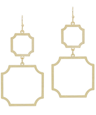 Gold Double Octagon Earring