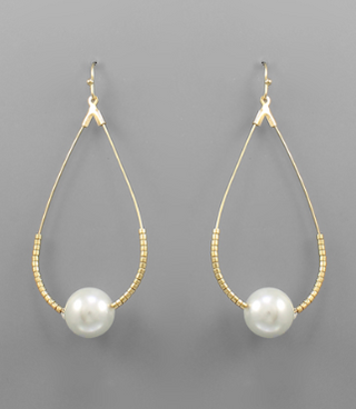 Gold Drop Pearl Earring