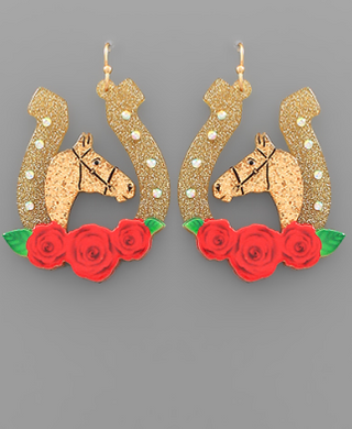 Gold Horseshoe Acrylic Earring
