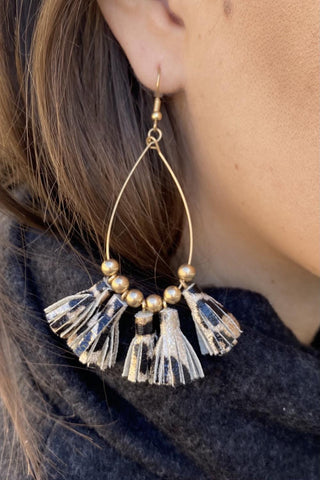 Gold Leopard Tassel Earring