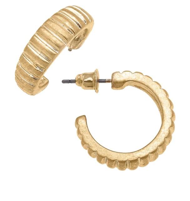 Gold Marcelle Ribbed Hoop