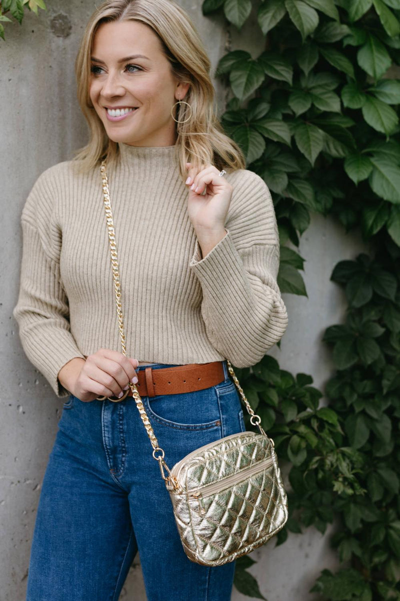 Gold Metallic Quilted Purse