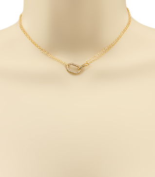 Gold Oval Ring Layer Necklace
