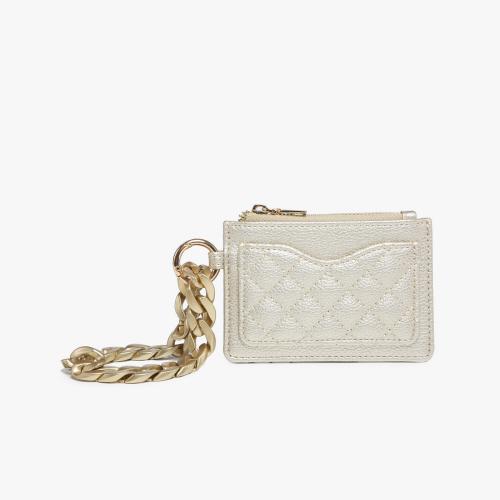 Gold Quilted Wallet Wristlet
