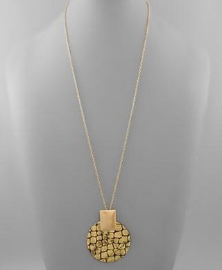 Gold Rectangle Skaneskin Disc Necklace