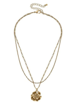 Gold Rose Layered Necklace