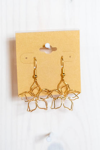 Gold Small Wire Flower Earring