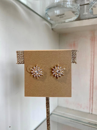Gold Starburst Crystal Stud