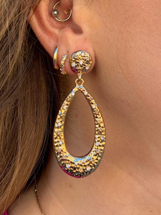 Gold Teardrop W/Rhinestones