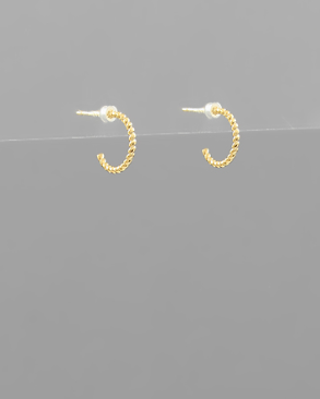 Gold Textured Huggie Hoop
