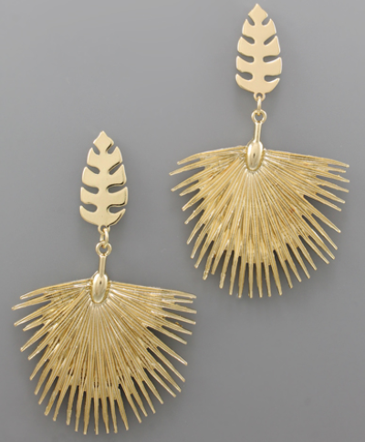 Gold Tropicall Leaf Earring