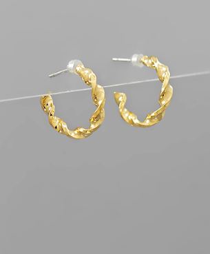 Gold Twisted Huggie Hoop