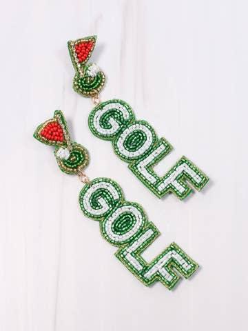 Golf Beaded Earrings Green