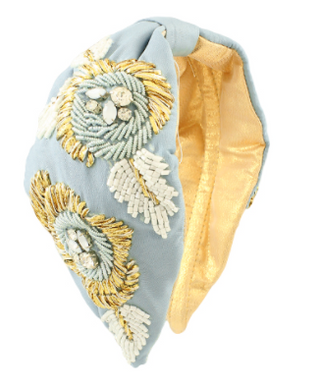 Gray Floral Embrodery Headband