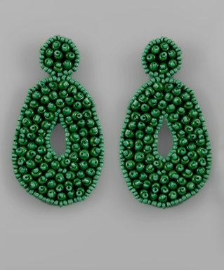 Green Beaded Teardrop Earring