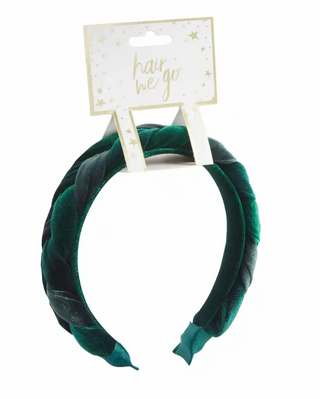 Green Braided Velvet Headband