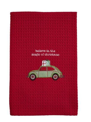 Green Car Waffle Towel