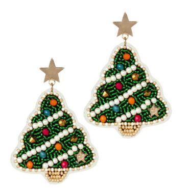 Green Christmas Tree Earring