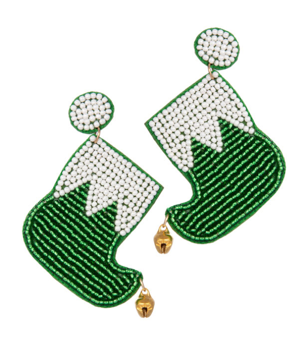 Green Elf Shoe Earrings