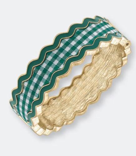 Green Gingham Statement Bangle