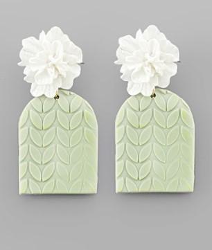 Green Leaf Pattern Earring