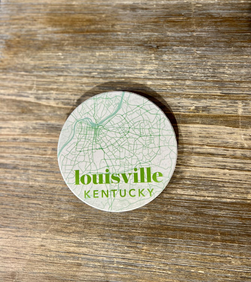 Green Louisville Map Coaster