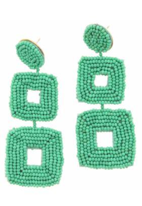 Green Mint Squares Earring
