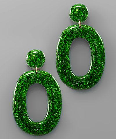 Green Oval Resin Earring