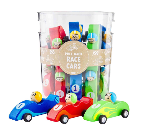 Green Pull Back Wood Race Car