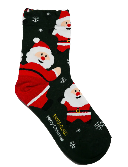 Green Santa Holiday Socks