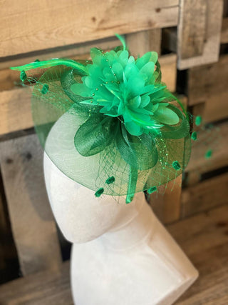 Green Satin Flower Fascinator