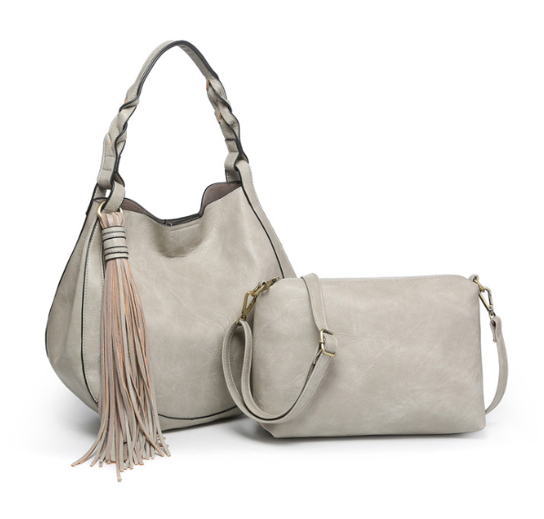 Grey Eloise Tassel Hobo Bag