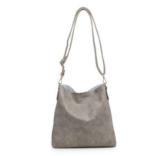 Grey Eyelet Scallop Crossbody