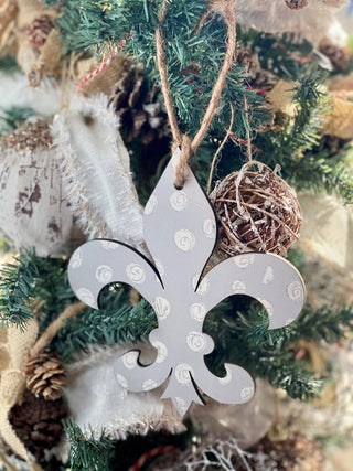 Grey Fleur De Lis Ornament