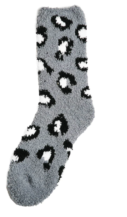 Grey Super Soft Leoaprd Socks