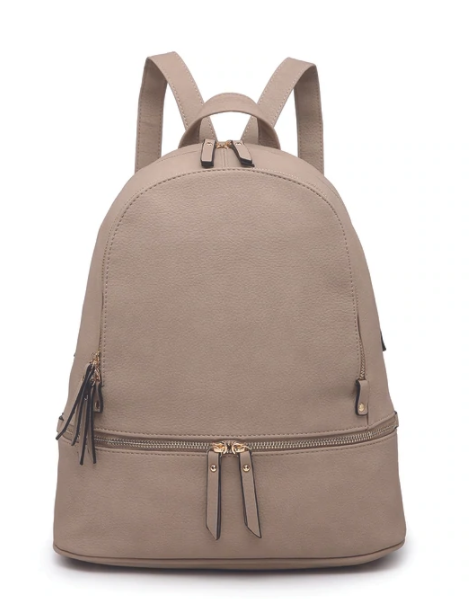 Grey Taupe Triple Zip Backpack