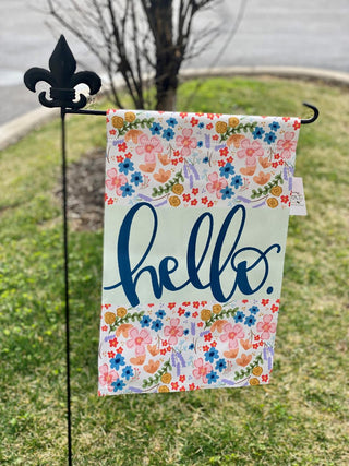 Hello Floral Garden Flag