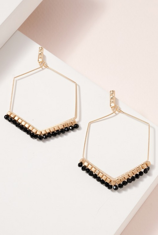 Hexagon Bea Dangle Earrings Jet