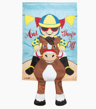 Horse And Jockey Garden Flag