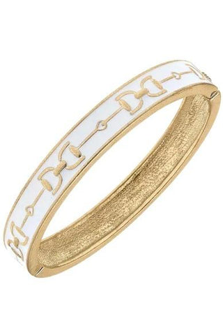 White Horsebit Hinge Bangle