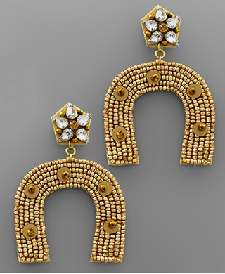 Horseshoe Bead Earring Gold